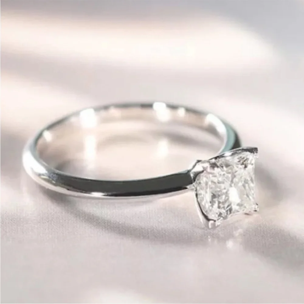 18K White gold princess cut ring - Picture 4 of 4
